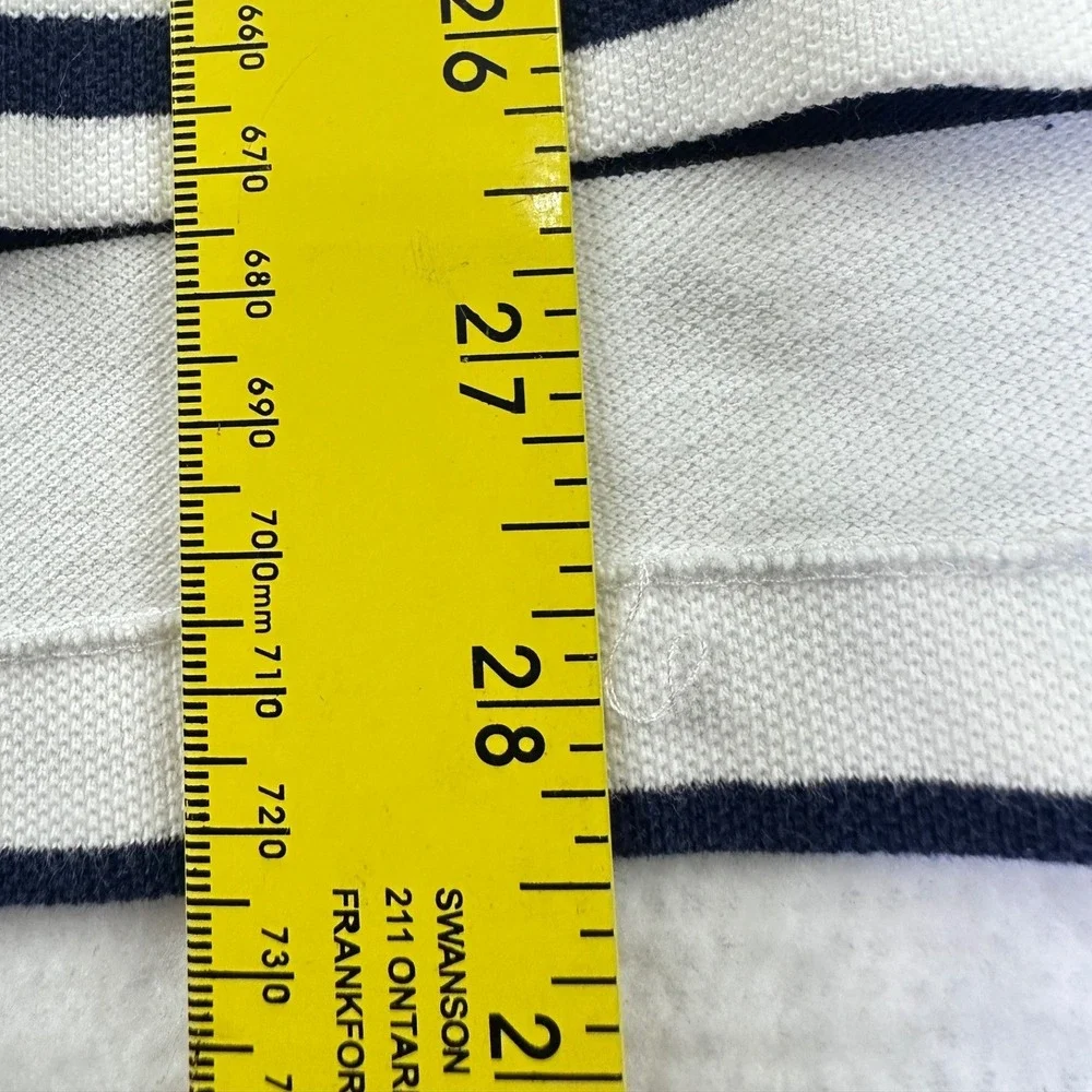 Polo Ralph Lauren Polo Shirt Mens L White/Blue Striped Cotton Pony Pique Golf